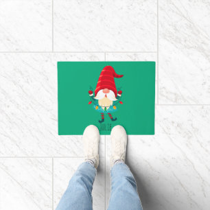Kerst Gnome met kerstverlichting Deurmat