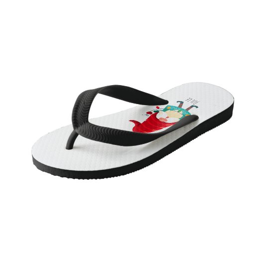 Kerst Gnome met kerstverlichting Kinder Teenslippers (Schuin)