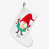 Kerst Gnome met kerstverlichting Kleine Kerstsok (Voorkant (Hangend))