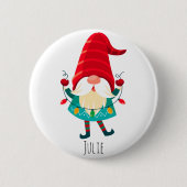 Kerst Gnome met kerstverlichting Ronde Button 5,7 Cm (Voorkant)
