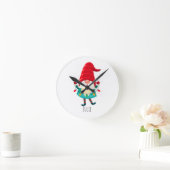 Kerst Gnome met kerstverlichting Ronde Klok (Huis)