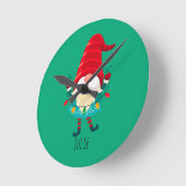 Kerst Gnome met kerstverlichting Ronde Klok (Hoek)
