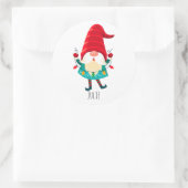 Kerst Gnome met kerstverlichting Ronde Sticker (Tas)