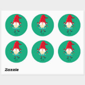 Kerst Gnome met kerstverlichting Ronde Sticker (Vel)