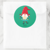 Kerst Gnome met kerstverlichting Ronde Sticker (Tas)