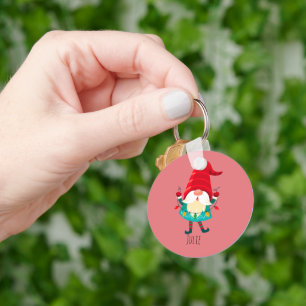 Kerst Gnome met kerstverlichting Sleutelhanger