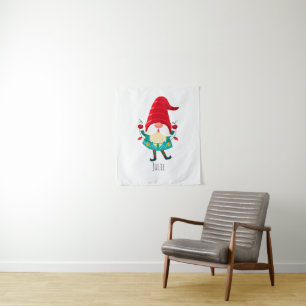 Kerst Gnome met kerstverlichting Wandkleed