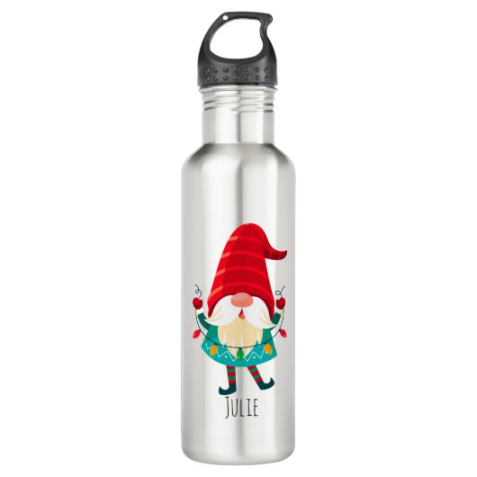 Kerst Gnome met kerstverlichting Waterfles (Voorkant)