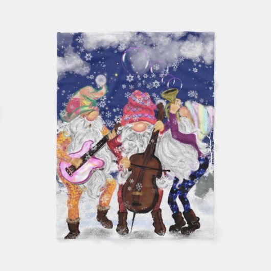 Kerst Gnome Muziek Band Fleece Deken (Voorkant)