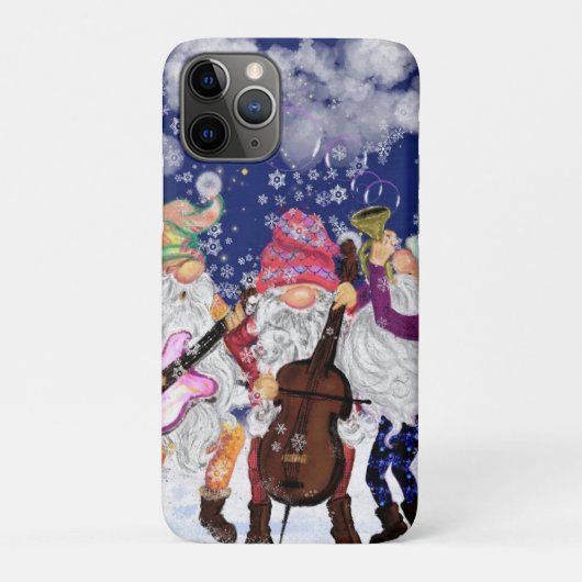 Kerst Gnome Muziek Band Grappige iPhone Case (Achterkant)