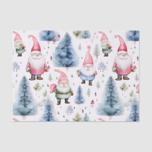 Kerst Gnome Naadloos Patroon Tissuepapier (Voorkant)
