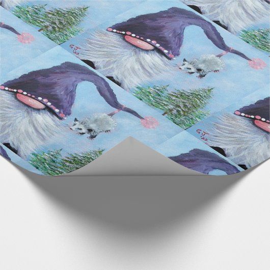 Kerst Gnome & Opossum Wrapping Papier (Hoek)