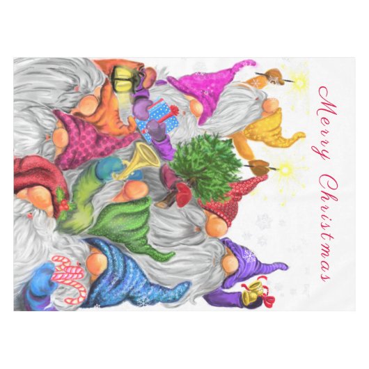 Kerst Gnome Party Grappige Tafelkleed (Voorkant (Horizontaal))