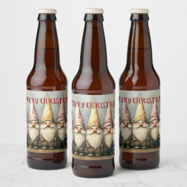 Kerst Gnome Puntmuts Lange Baard Bier Etiket