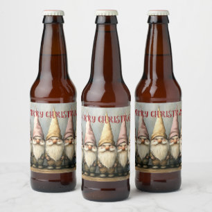 Kerst Gnome Puntmuts Lange Baard Bier Etiket