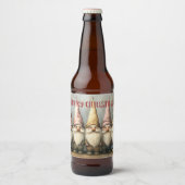Kerst Gnome Puntmuts Lange Baard Bier Etiket (Voorkant)