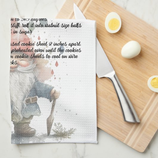 Kerst Gnome Rode Waterverf Recept Keepsake Theedoek (Quarter Fold)