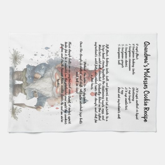 Kerst Gnome Rode Waterverf Recept Keepsake Theedoek (Horizontaal)