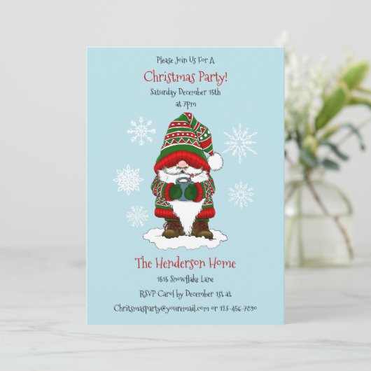 Kerst Gnome Rood Groen Schattige Kaart (Staand voorkant)