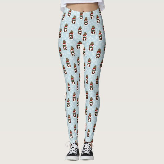 Kerst Gnome Rood Groen Schattige Leggings (Voorkant)
