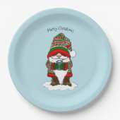 Kerst Gnome Rood Groen Schattige Papieren Bordje (Voorkant)