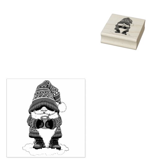 Kerst Gnome Rood Groen Schattige Rubberstempel (Gestempeld)