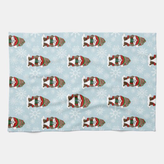 Kerst Gnome Rood Groen Schattige Theedoek (Horizontaal)