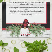 Kerst Gnome Rood Zwart Plaid Recept aandenken Theedoek (Gevouwen)