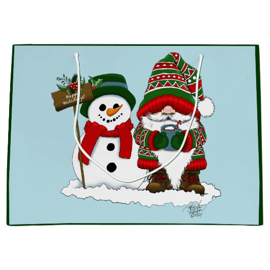 Kerst Gnome Sneeuwman Schattige Groot Cadeauzakje (Voorkant)