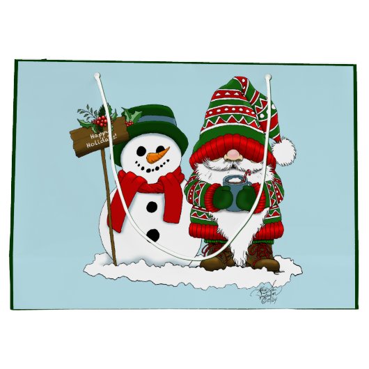 Kerst Gnome Sneeuwman Schattige Groot Cadeauzakje (Achterkant)