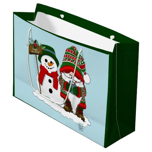 Kerst Gnome Sneeuwman Schattige Groot Cadeauzakje (Voorkant Gekanteld)