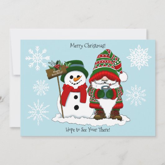 Kerst Gnome Sneeuwman Schattige Kaart (Achterkant)