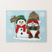 Kerst Gnome Sneeuwman Schattige Legpuzzel (Horizontaal)
