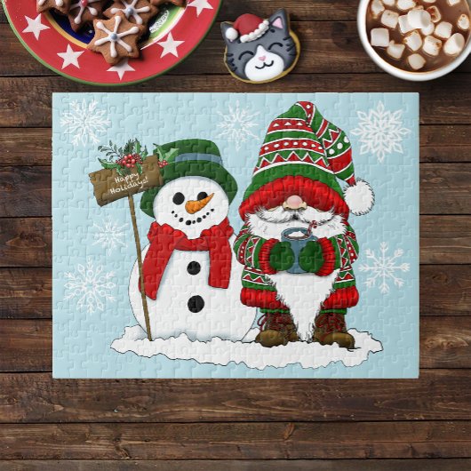 Kerst Gnome Sneeuwman Schattige Legpuzzel