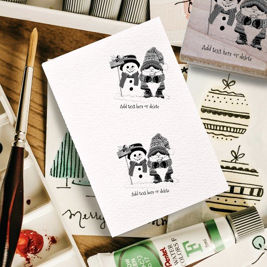 Kerst Gnome Sneeuwman Schattige Rubberstempel
