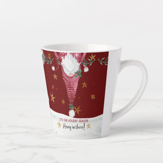 Kerst Gnome Star Snow Hang In Er Typografie Latte Mok (Rechts)