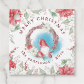 Kerst Gnome Vakantie Elegante Bloemen Bedankjes Labels (Voorkant)