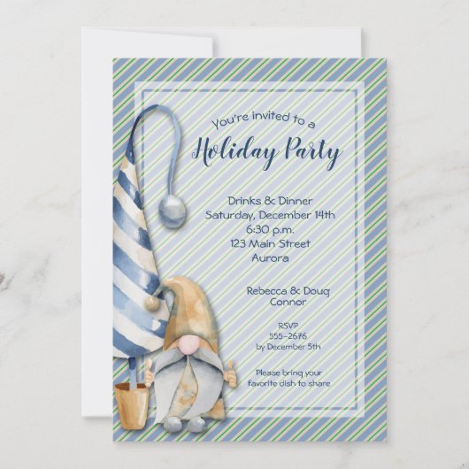 Kerst Gnome Vakantie Party Kaart (Voorkant)