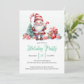 Kerst Gnome Vakantie Party uitnodiging (Staand voorkant)