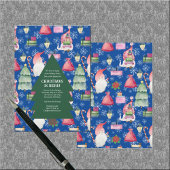 Kerst Gnome voor Feestdagen Tree Pattern Blauw Kaart
