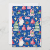 Kerst Gnome voor Feestdagen Tree Pattern Blauw Kaart (Achterkant)