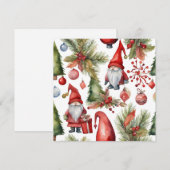 Kerst Gnomen en Ornamenten Waterverf Feestdagenkaart (Voorkant / Achterkant)