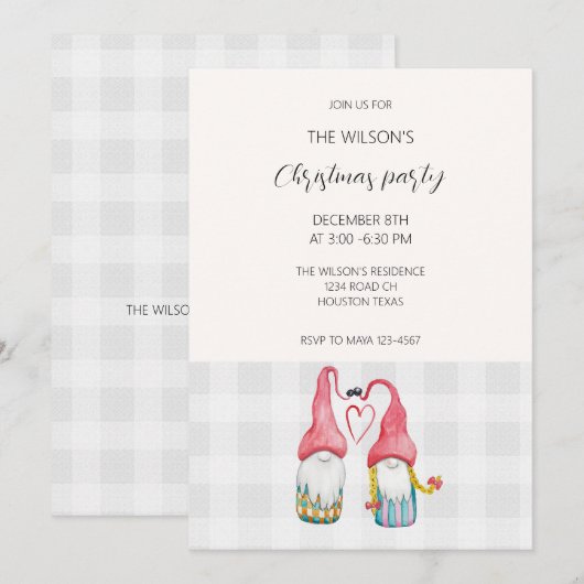 Kerst Gnomen In Liefde Waterverf Monogram (Voorkant / Achterkant)