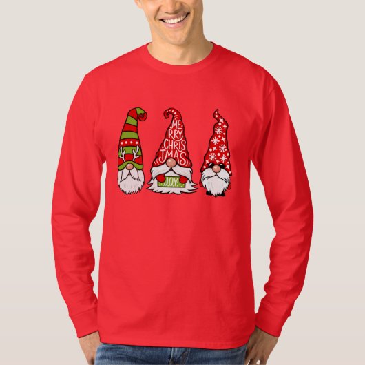 Kerst Gnomen Lange Mouw T-shirt (Voorkant)
