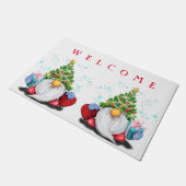 Kerst Gnomen met Gift Deurmat Welkom (Schuin)