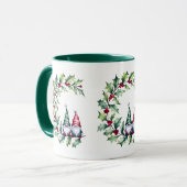 Kerst Gnomen op Holly Berry Twig Mok (Voorkant links)