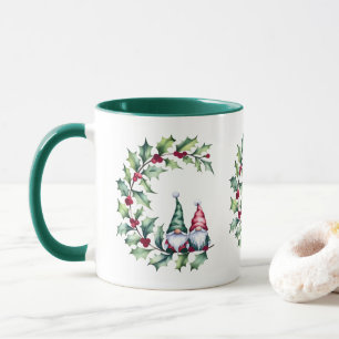 Kerst Gnomen op Holly Berry Twig Mok