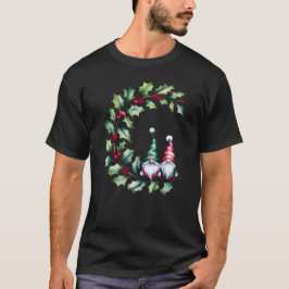 Kerst Gnomen op Holly Berry Twig T-shirt