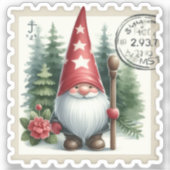 Kerst Gnomen Postzegels Sticker (Voorkant)