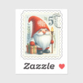 Kerst  Gnomen Postzegels Sticker (Vel)